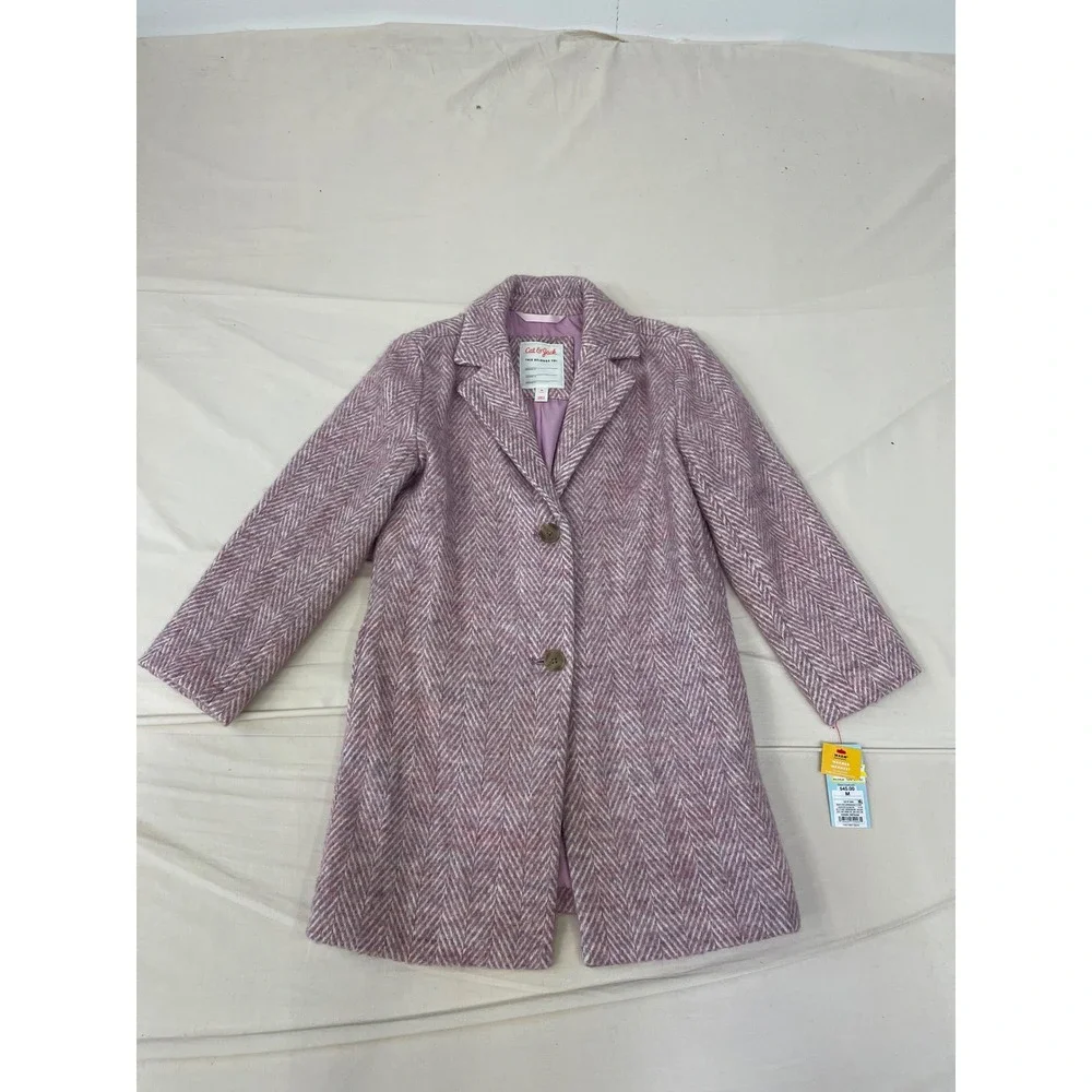 Cat & Jack Girls' Mauve Herringbone Long Coat Size M New with Tags